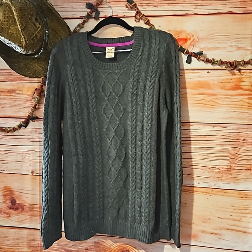 Preloved "FADED GLORY" CABLE KNIT GREY SWEATER! LADIES XL